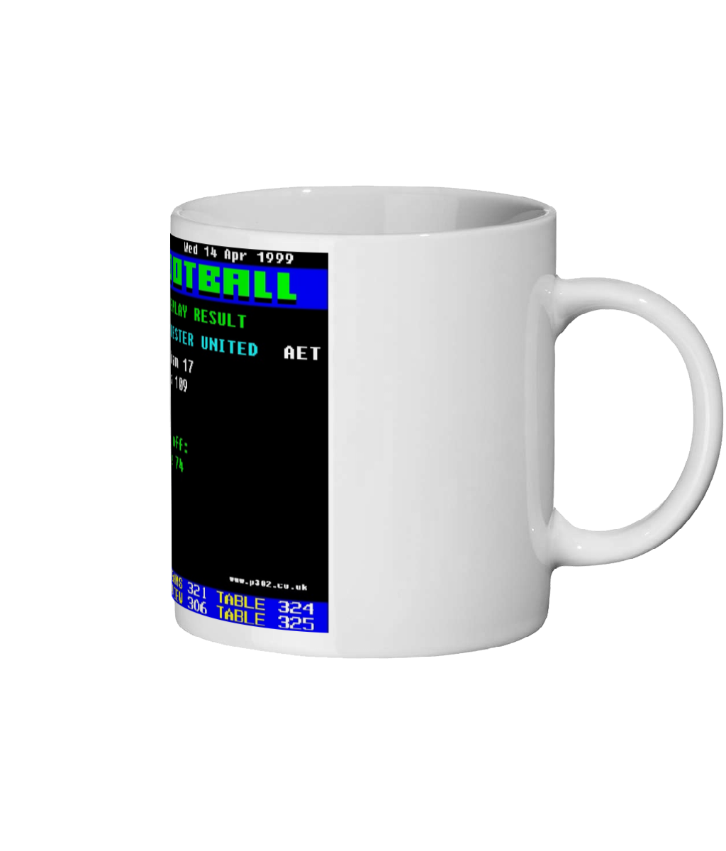 Arsenal v Man Utd 1999 FA Cup Semi Final Mug - Ceefax Style