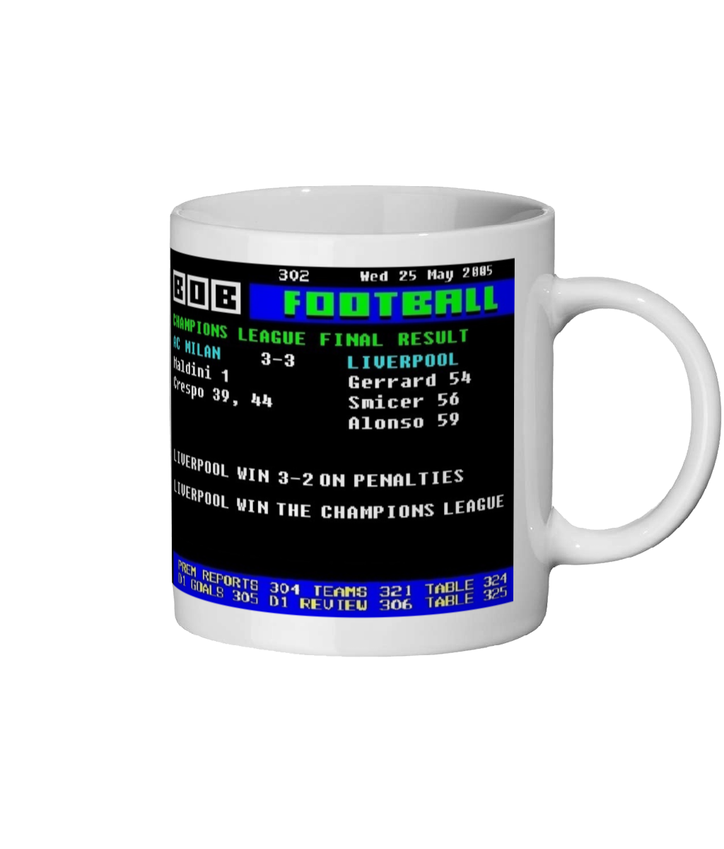 AC Milan v Liverpool Champions League Final Mug- Ceefax Style