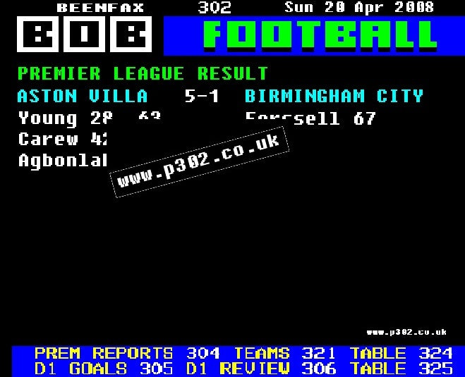 Villa 5-1 Birmingham Retro Ceefax Style Mug