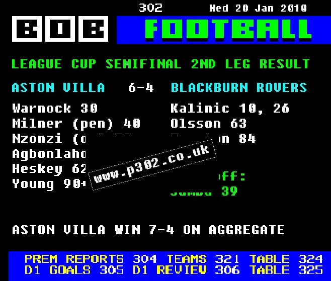 Villa 6-4 Blackburn 2010 Retro Ceefax Style Mug