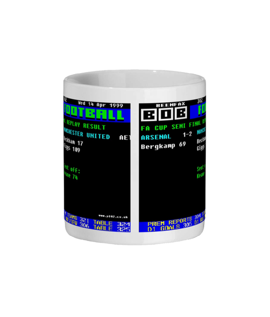 Arsenal 1–2 Manchester United 1999 FA Cup Semi-Final Ceefax Style Mug