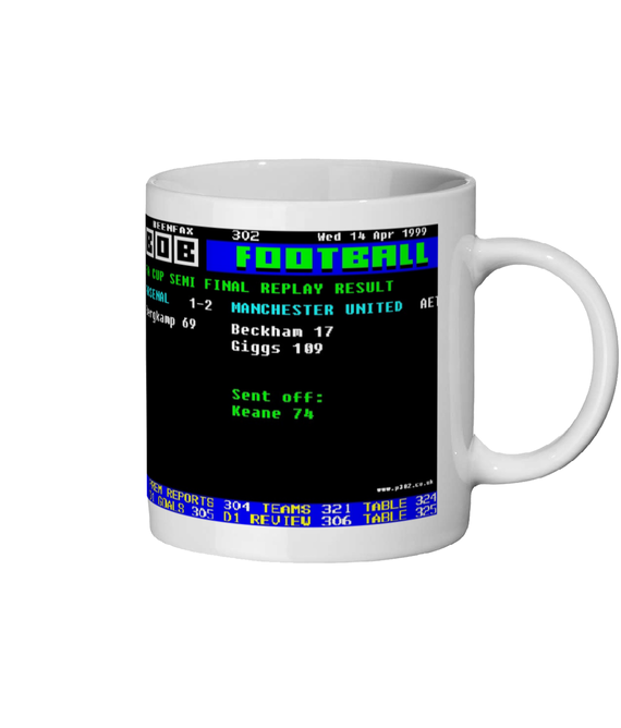 Arsenal 1–2 Manchester United 1999 FA Cup Semi-Final Ceefax Style Mug