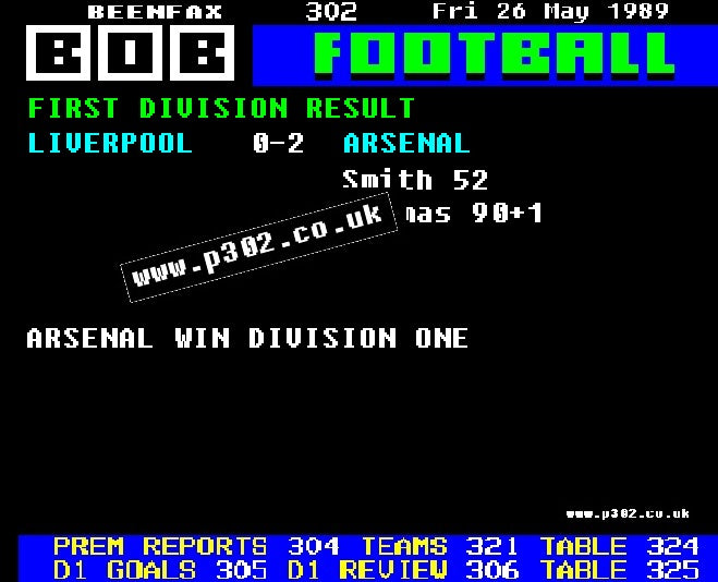 Liverpool 0-2 Arsenal Wins The League 1989 Ceefax Style Mug