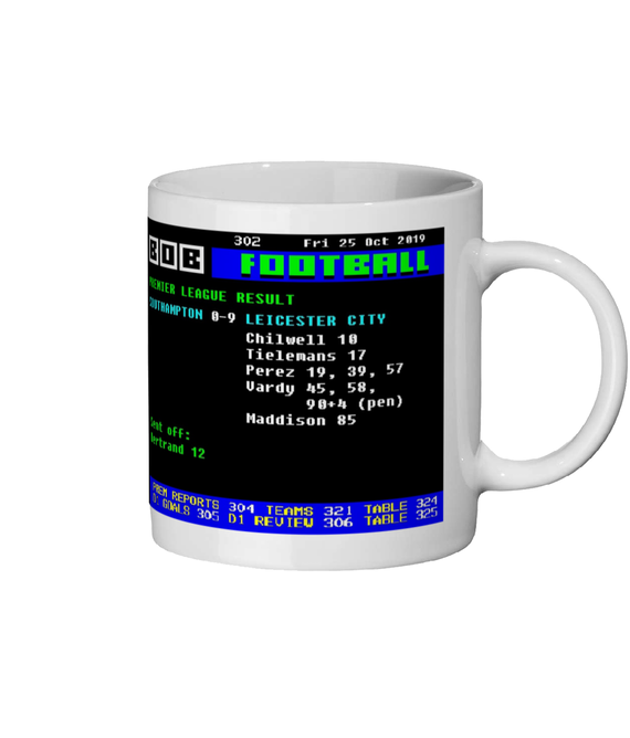 Southampton 0–9 Leicester 2019 Ceefax Style Retro Mug