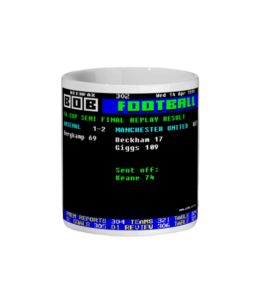 Arsenal v Man Utd 1999 FA Cup Semi Final Mug - Ceefax Style