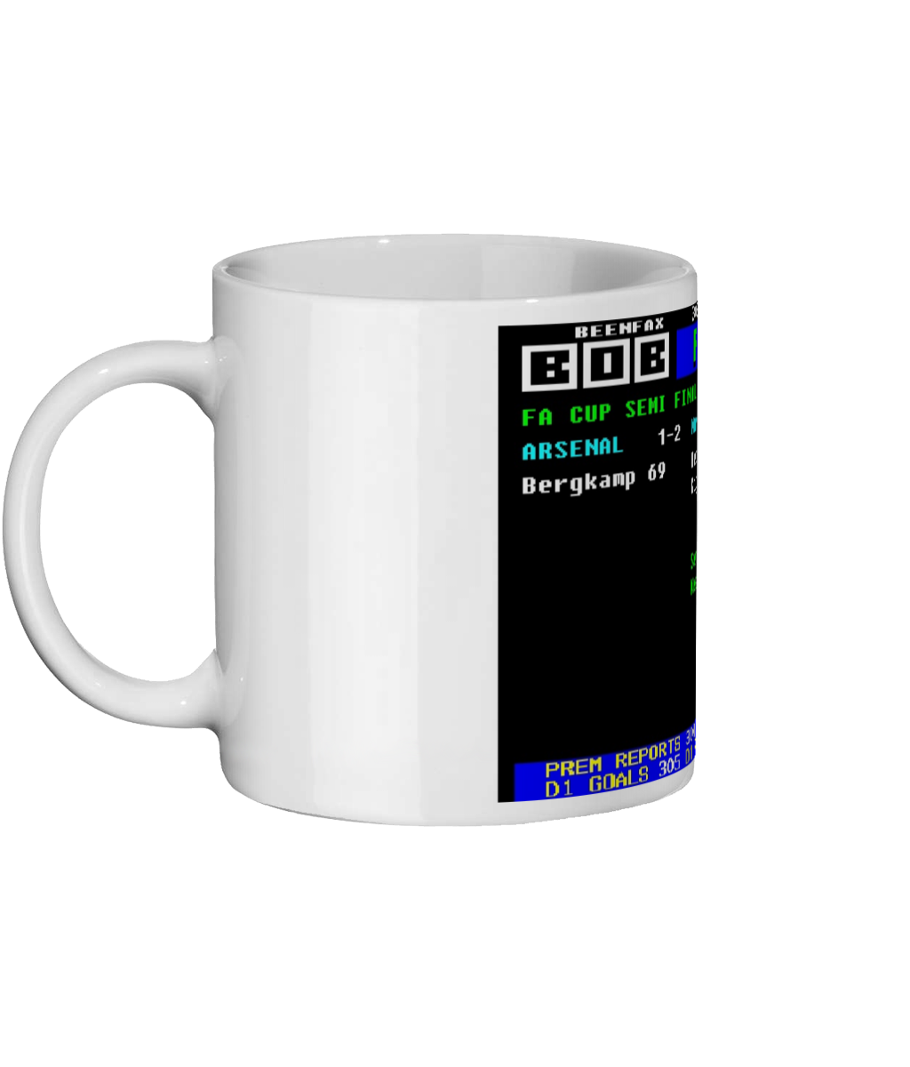 Arsenal v Man Utd 1999 FA Cup Semi Final Mug - Ceefax Style