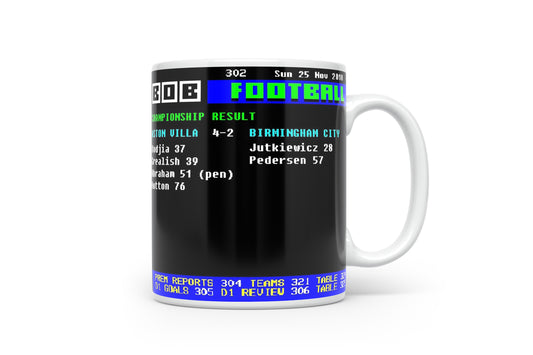 Villa 4-2 Birmingham 2018 Retro Ceefax Style Mug