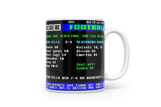 Villa 6-4 Blackburn 2010 Retro Ceefax Style Mug