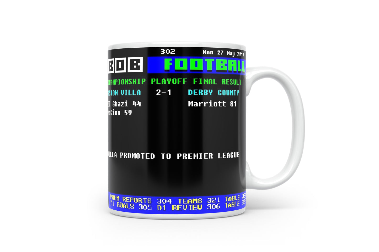 Villa 2-1 Derby 2019 Retro Ceefax Style Mug
