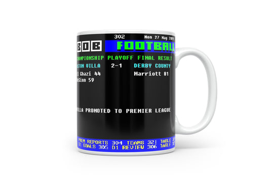 Villa 2-1 Derby 2019 Retro Ceefax Style Mug
