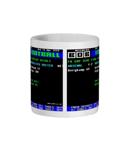 Arsenal 1–2 Manchester United 1999 FA Cup Semi-Final Ceefax Style Mug
