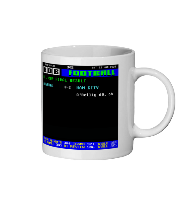 Arsenal v City EFL Final 2026 Ceefax Style Retro Mug