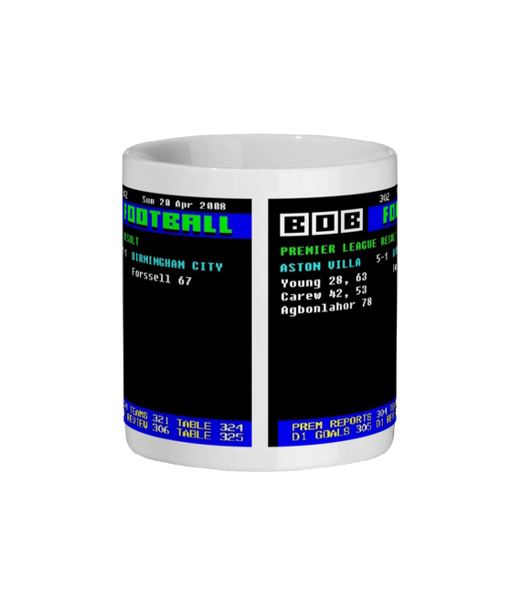 Aston V 5–0 Birmingham  2008 Ceefax Style Retro Mug