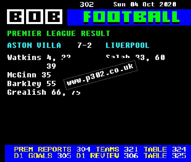 Villa 7-2 Liverpool 2020 Retro Ceefax Style Mug