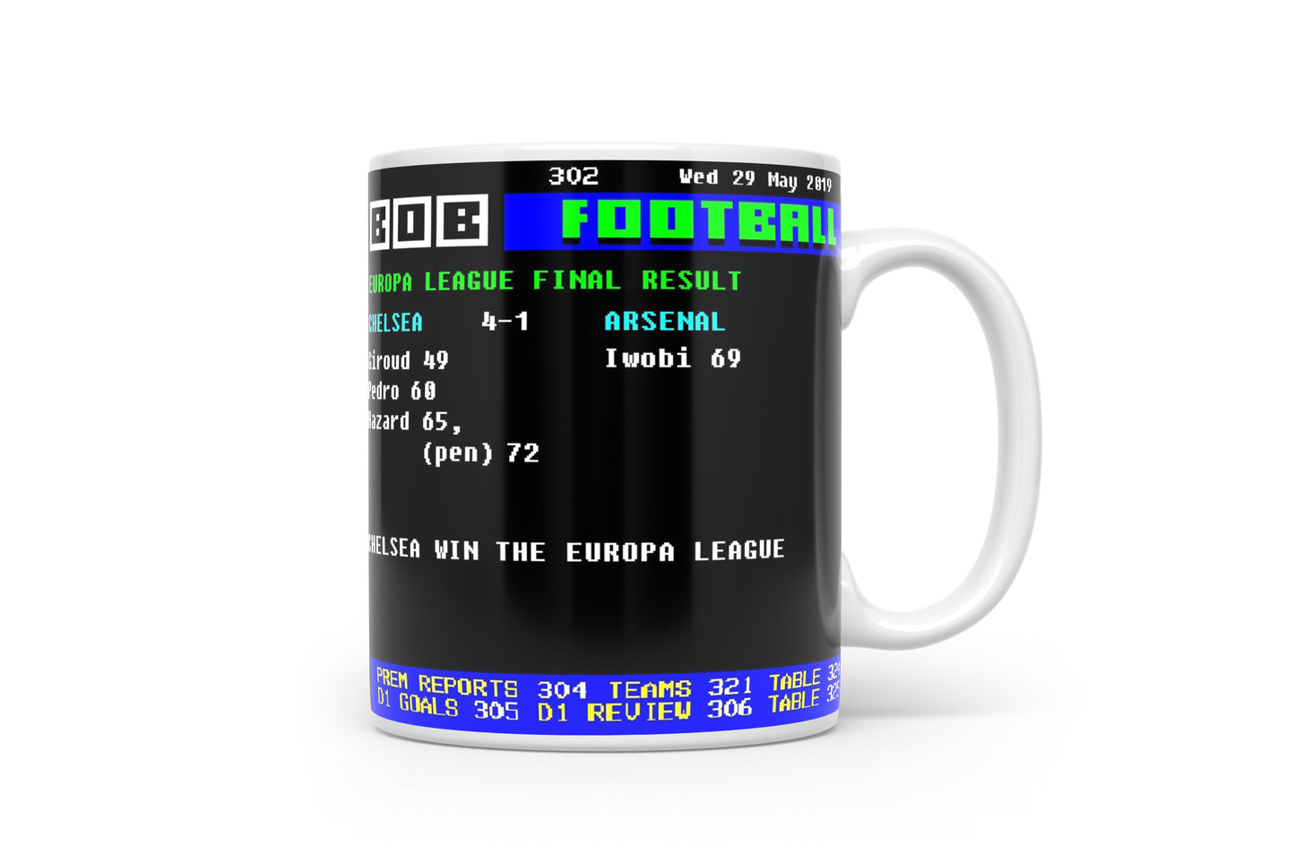 Chelsea 4-1 Arsenal 2019 Final Retro Ceefax Style Mug