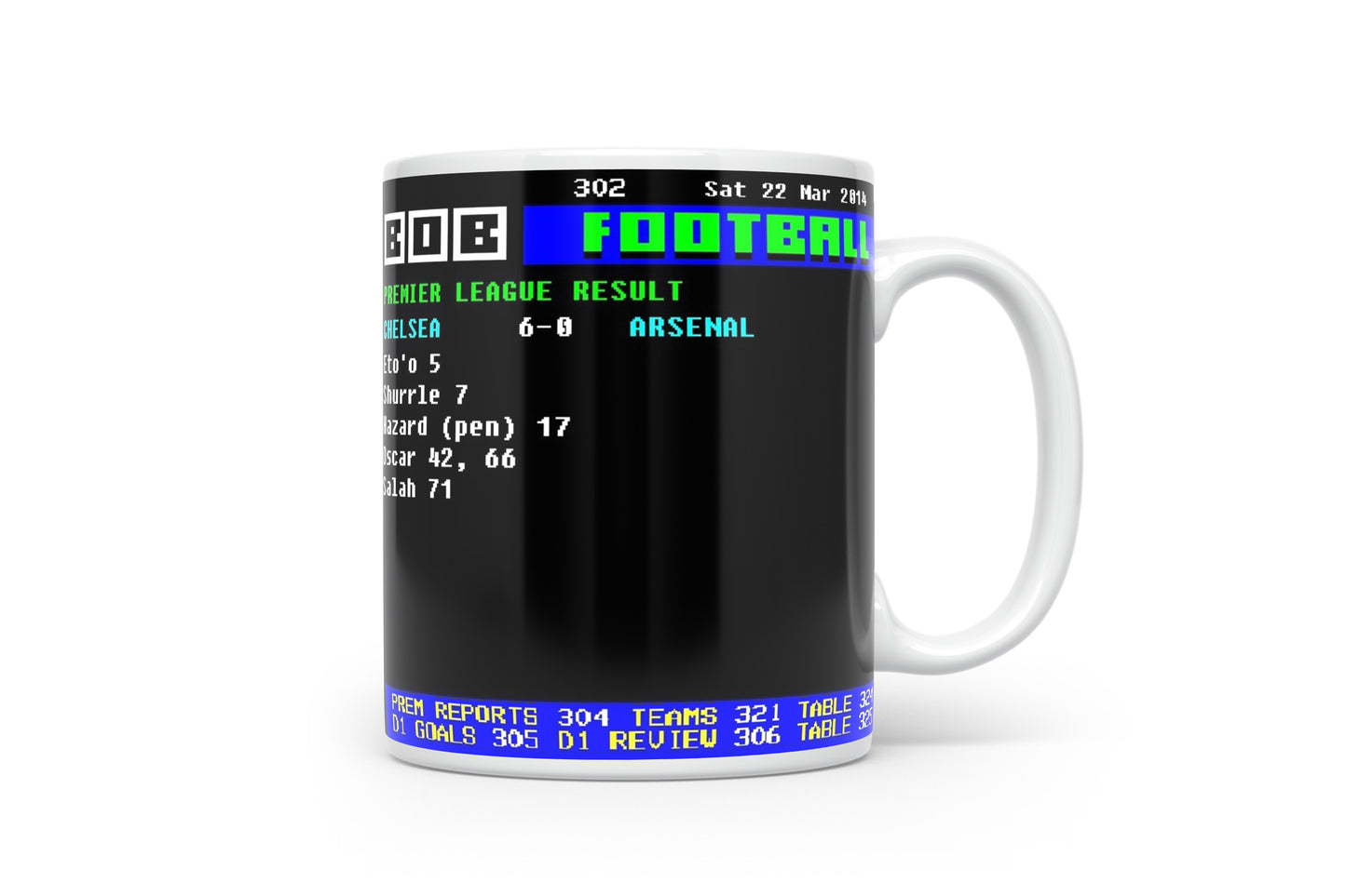 Chelsea 6-0 Arsenal Retro Ceefax Style Mug