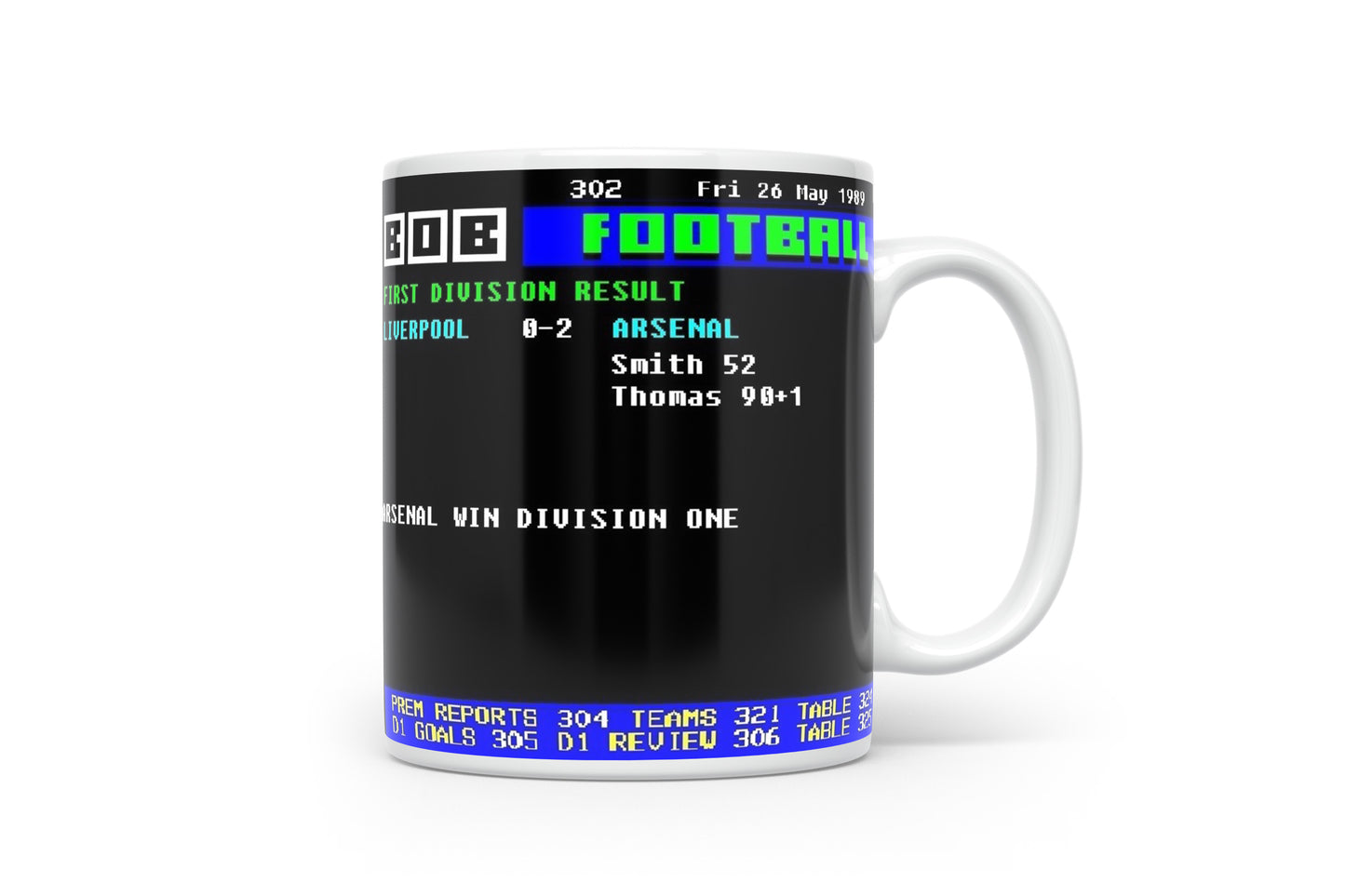 Liverpool 0-2 Arsenal Wins The League 1989 Ceefax Style Mug