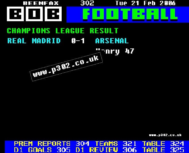 Real Madrid 0-1 Arsenal 2006 Retro Ceefax Style Mug