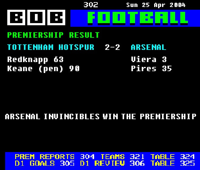 Arsenal Invincibles Win The League 2004 Ceefax Style Mug