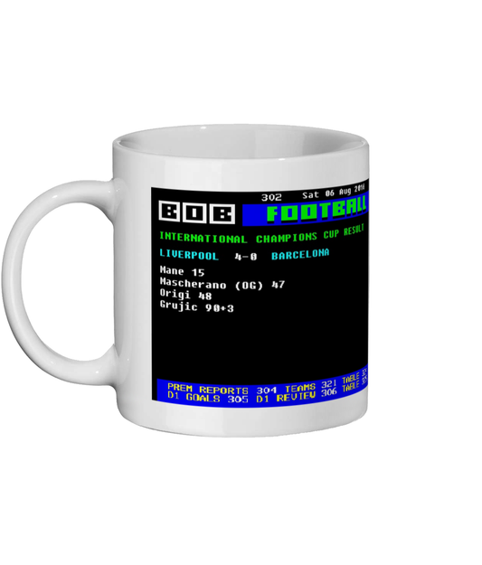 Liverpool 4–0 Barcelona 2016 Ceefax Style Mug Left Side