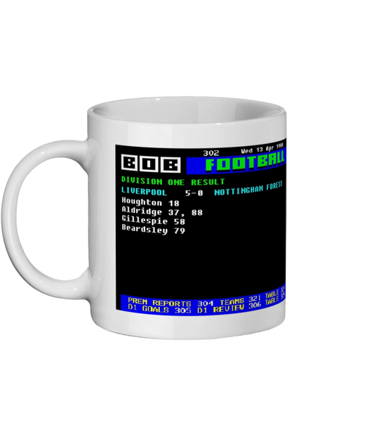 Liverpool 5–0 Nottingham Forest 1988 Ceefax Style Mug Left Side